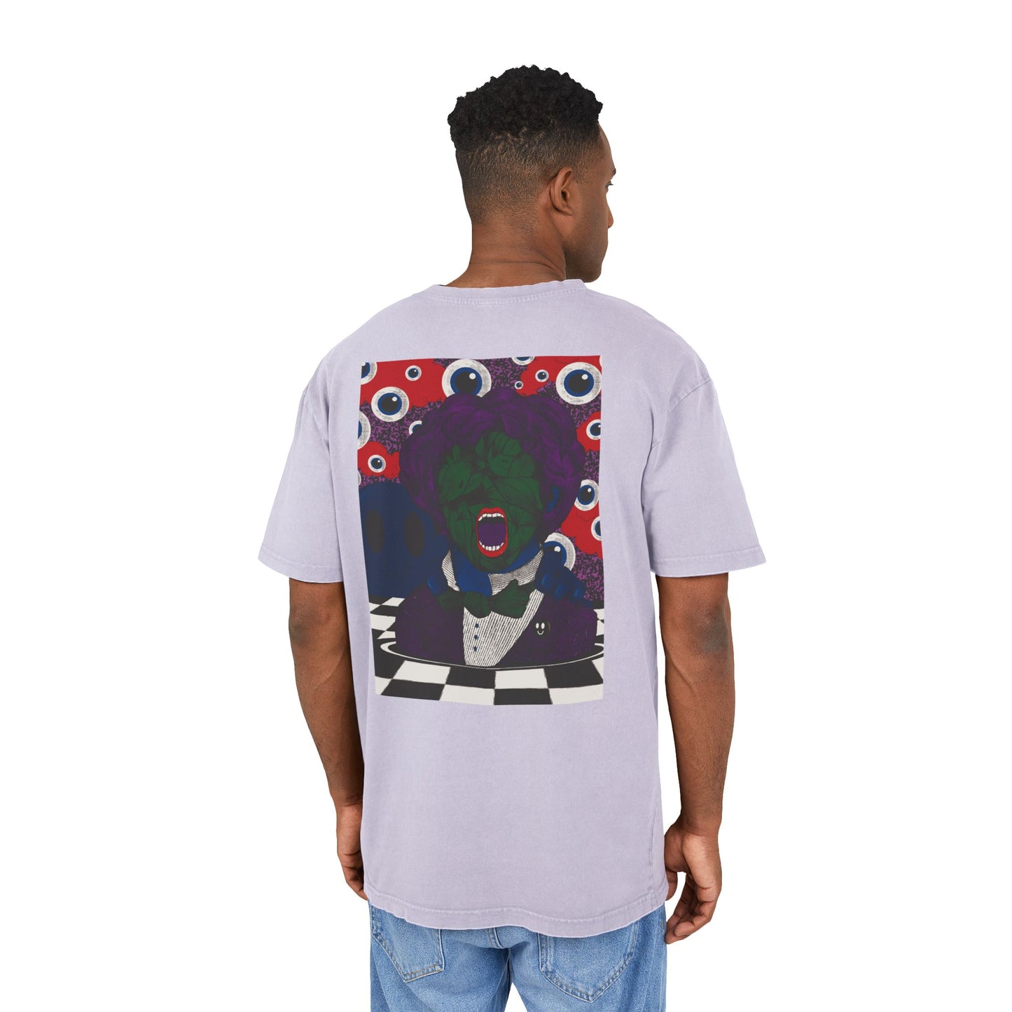 Psychedelic & Original Surrealist T-Shirt Acid-Wash Oversize Tee — Retro Psychedelic Surreal Graphic