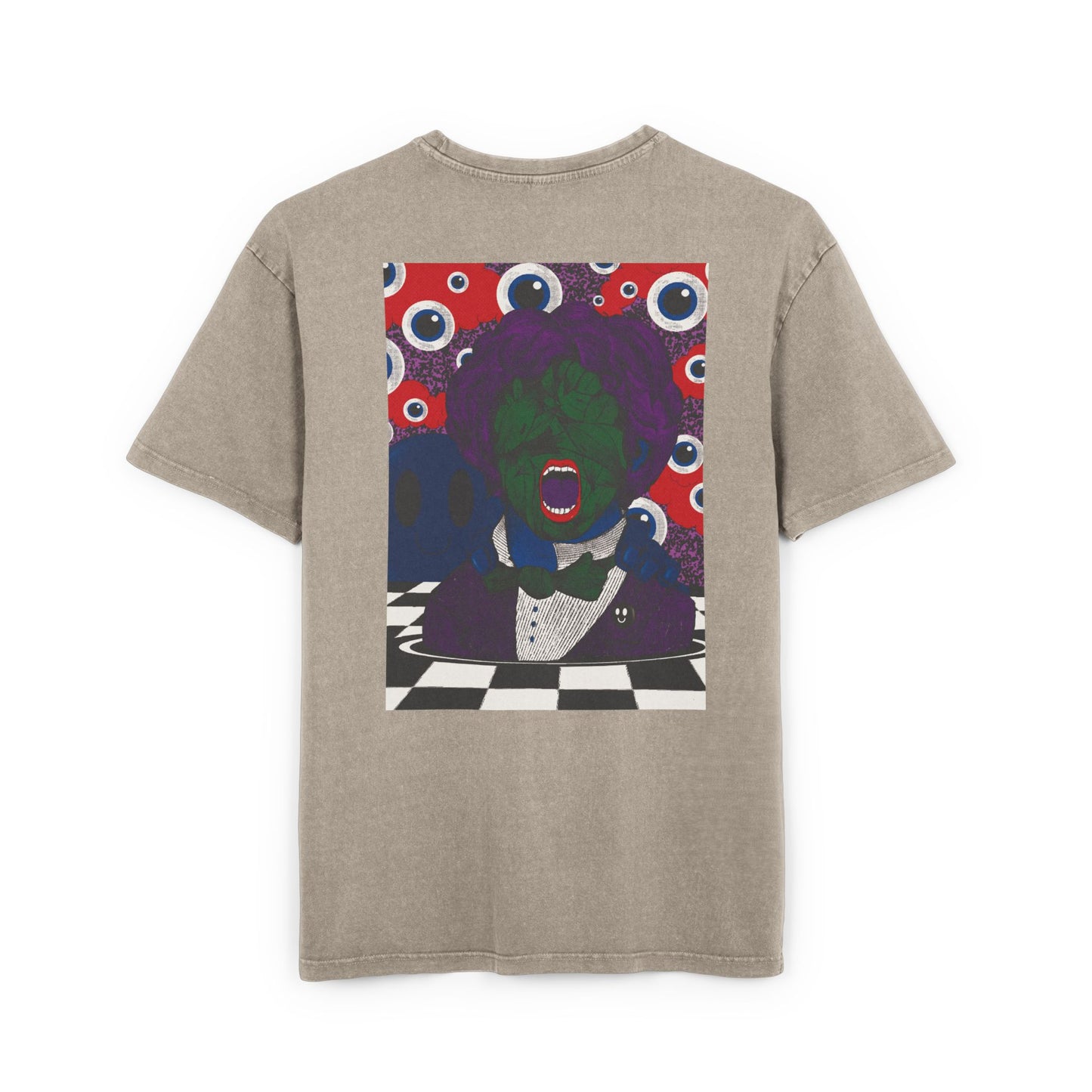 Psychedelic & Original Surrealist T-Shirt Acid-Wash Oversize Tee — Retro Psychedelic Surreal Graphic