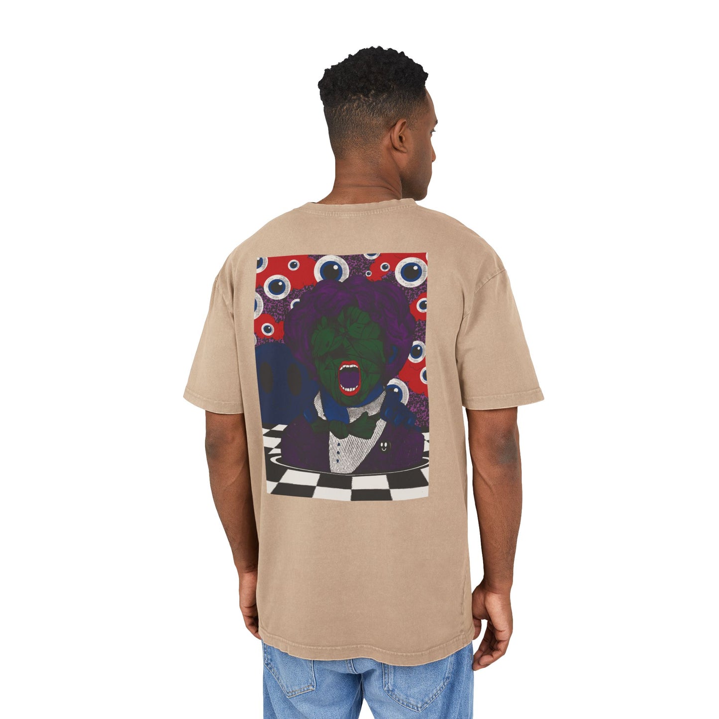 Psychedelic & Original Surrealist T-Shirt Acid-Wash Oversize Tee — Retro Psychedelic Surreal Graphic