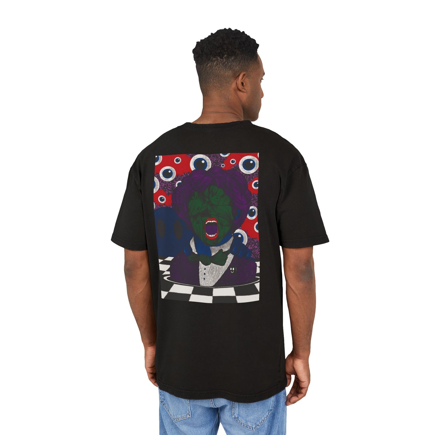 Psychedelic & Original Surrealist T-Shirt Acid-Wash Oversize Tee — Retro Psychedelic Surreal Graphic