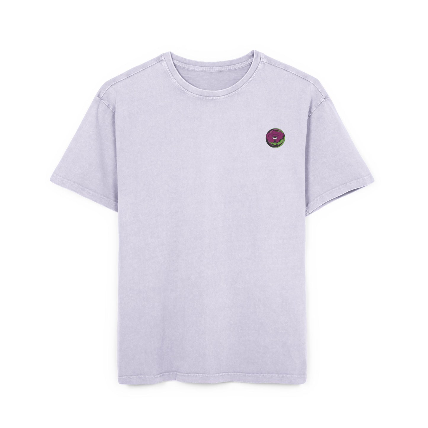 Detail of the surrealist graphic print on oversized T-shirt