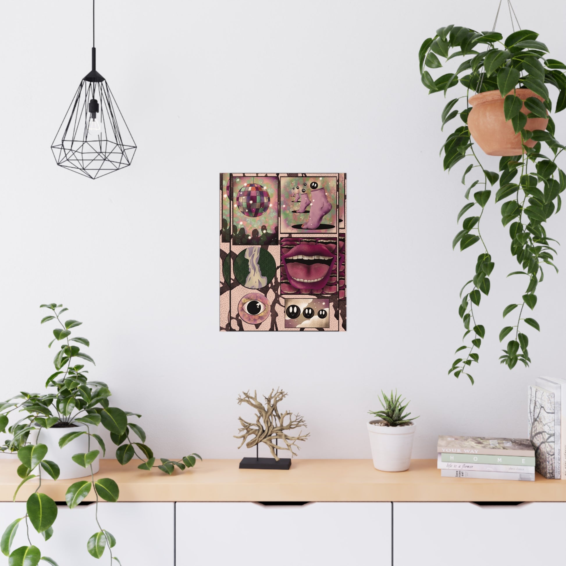 Surreal psychedelic poster with bold abstract artwork