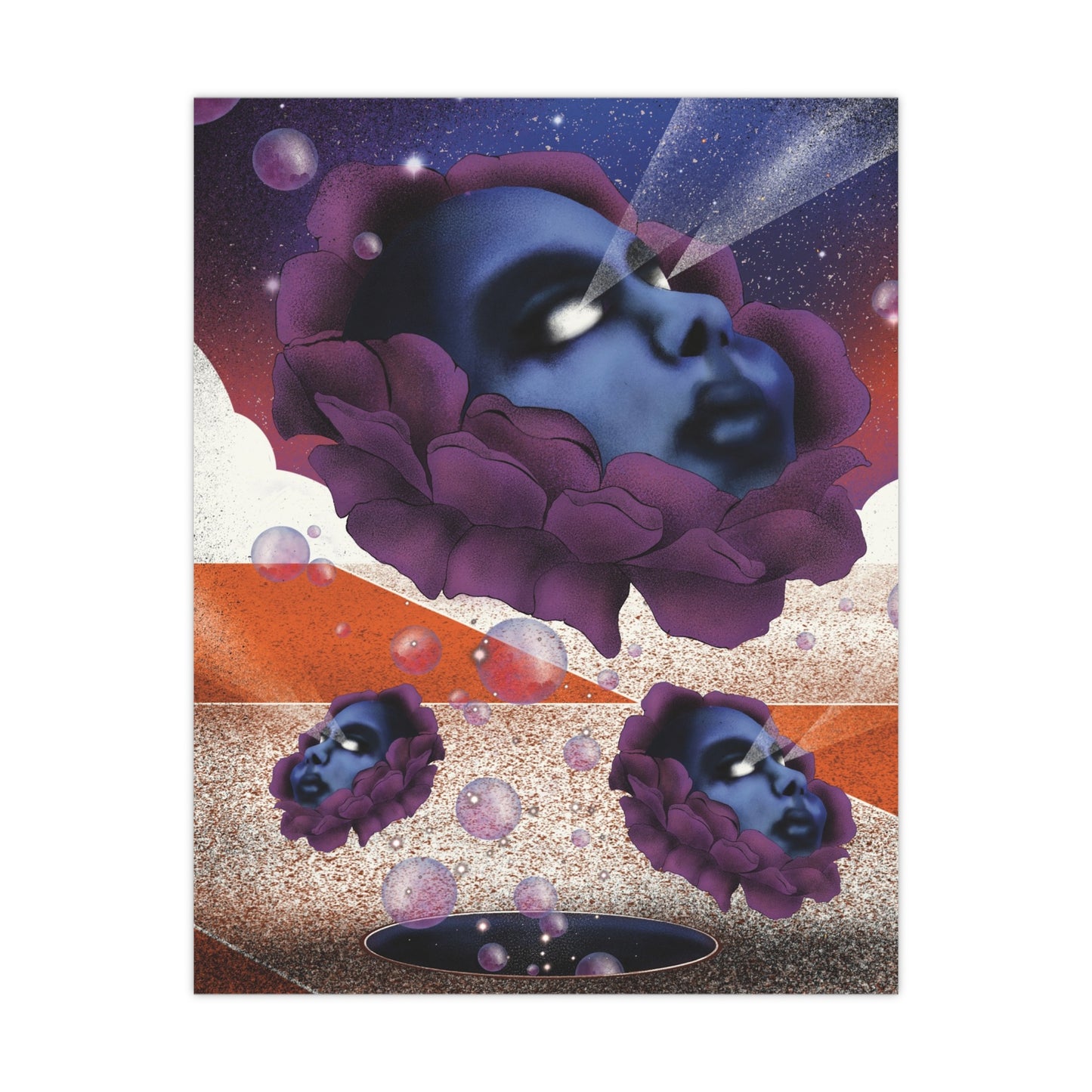 Surreal psychedelic poster with bold abstract artwork