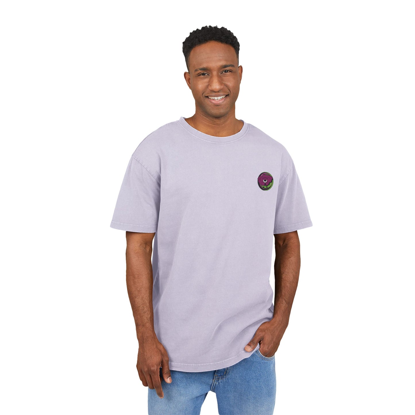 Oversized T-shirt with original surrealist graphic print, featuring bold artistic imagery and a relaxed streetwear fit, designed by the artist for a unique and eye-catching look