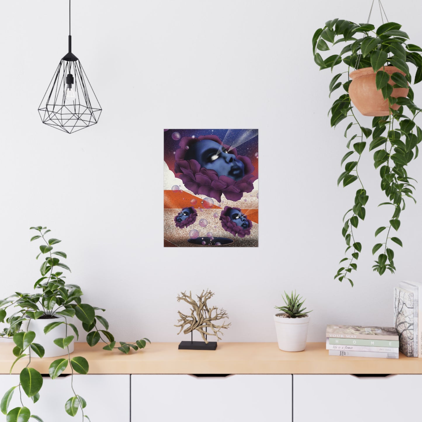 Surreal psychedelic poster with bold abstract artwork