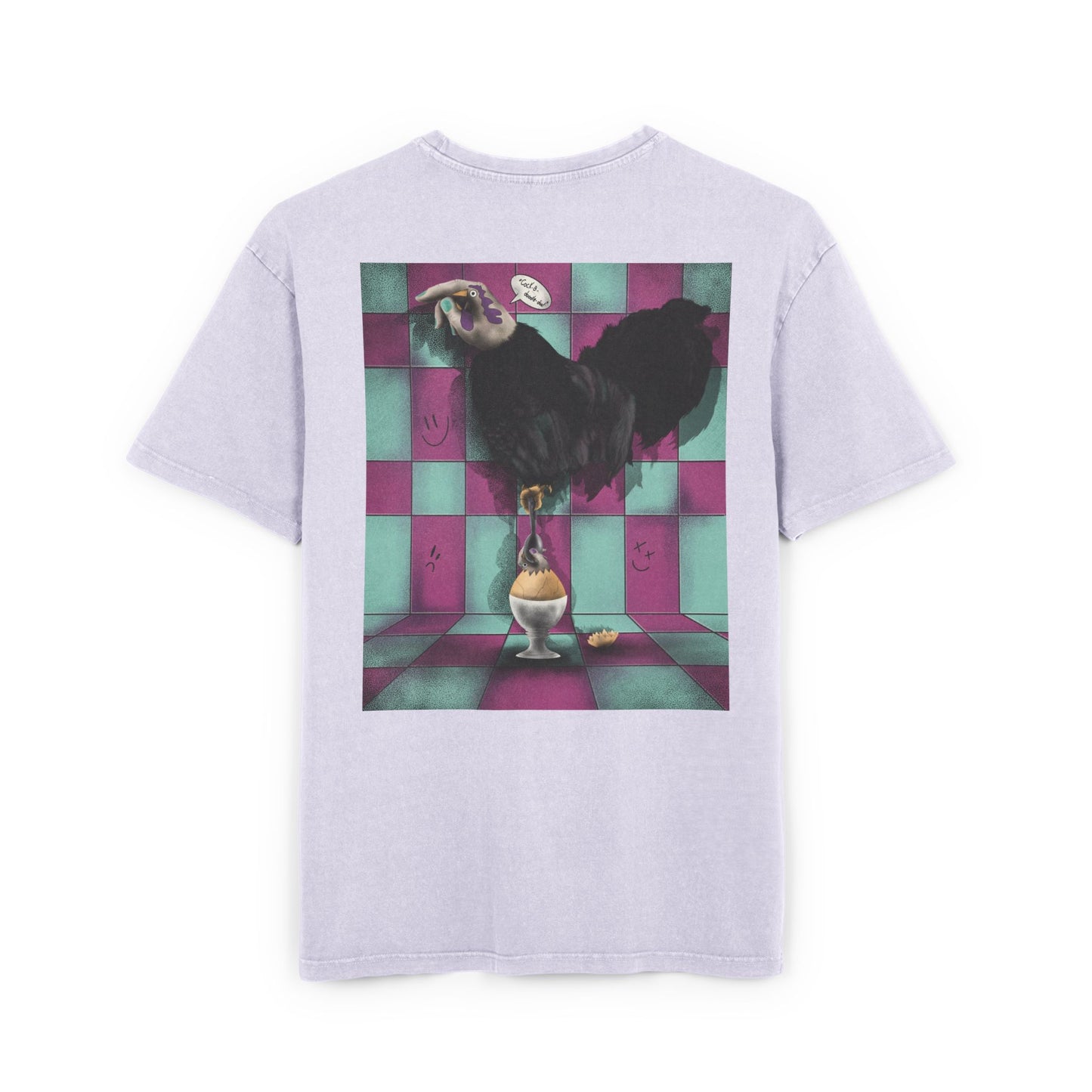 Oversized T-shirt with original surrealist graphic print, featuring bold artistic imagery and a relaxed streetwear fit, designed by the artist for a unique and eye-catching look