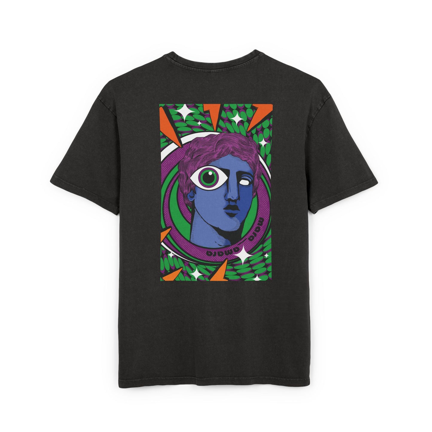 Oversized T-shirt with handcrafted surrealist graphic print.