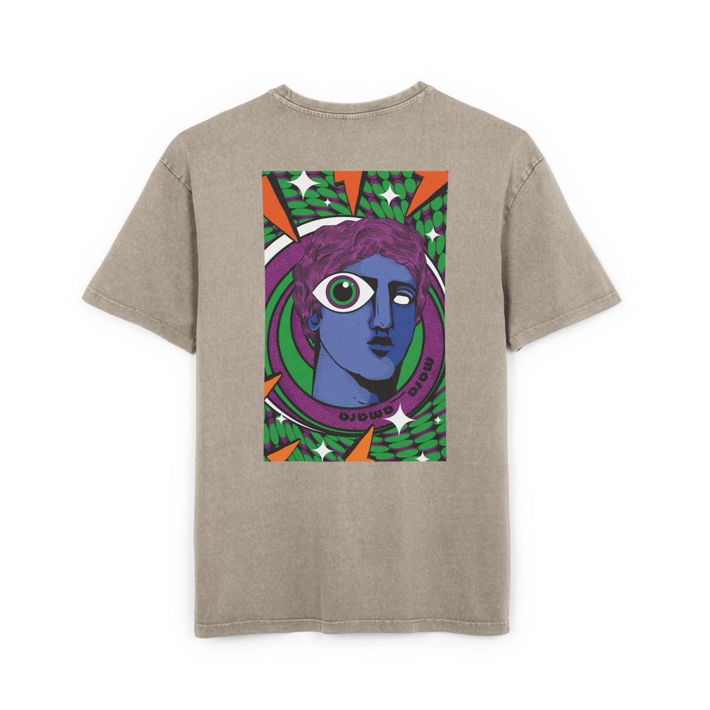 Oversized T-shirt with handcrafted surrealist graphic print.