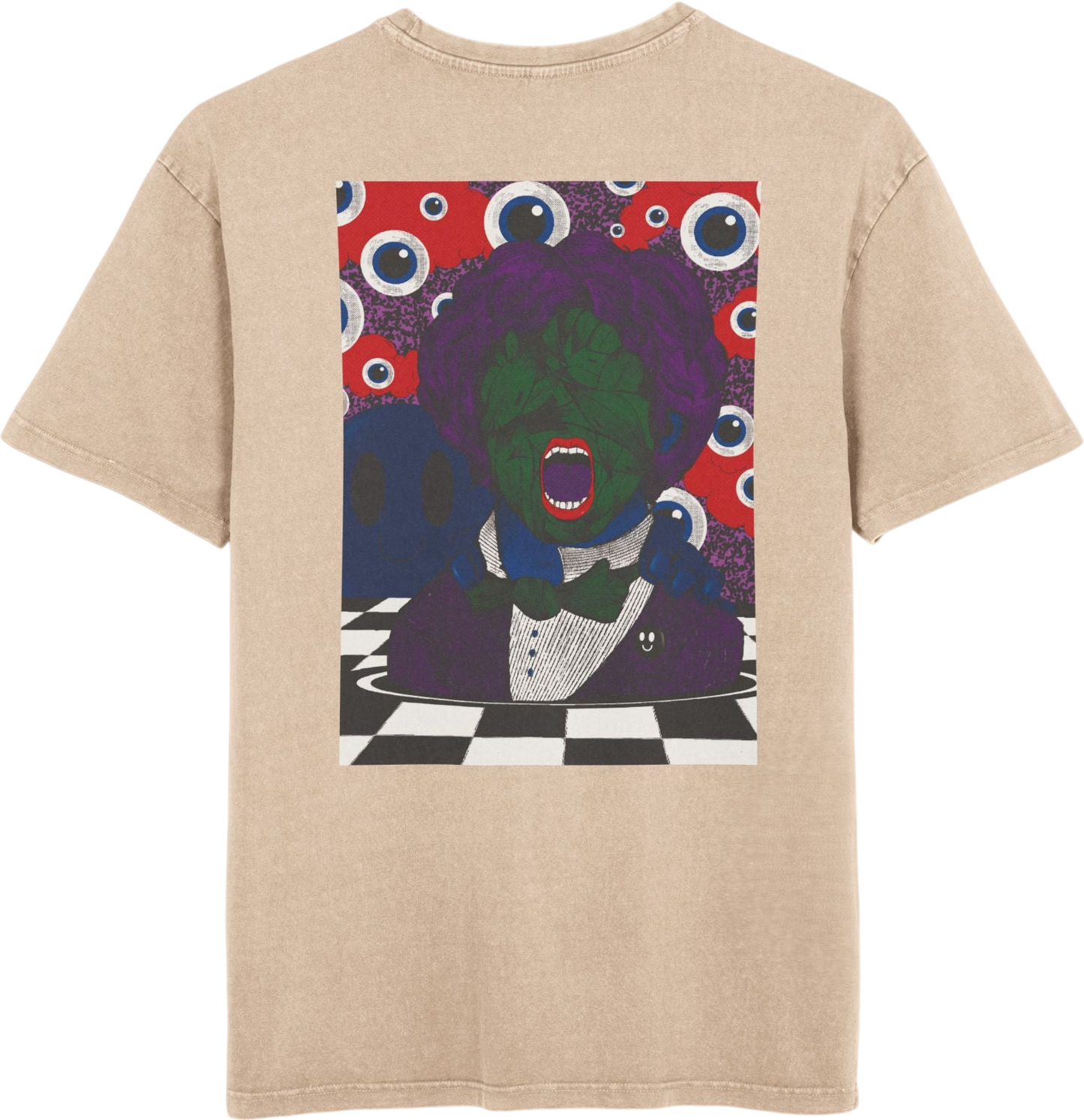 Oversized tee with a handcrafted surrealist graphic. Bold, expressive, and made to stand out