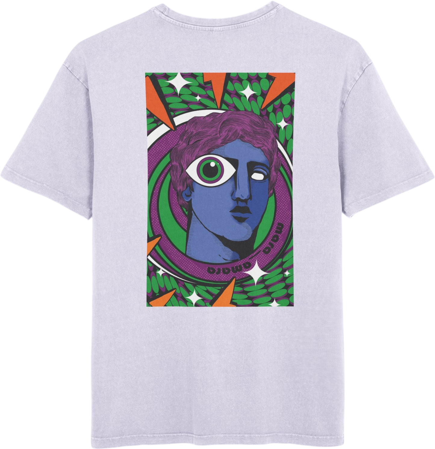 Oversized T-shirt with handcrafted surrealist graphic print.