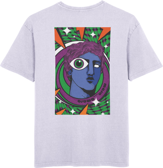 Oversized T-shirt with handcrafted surrealist graphic print.