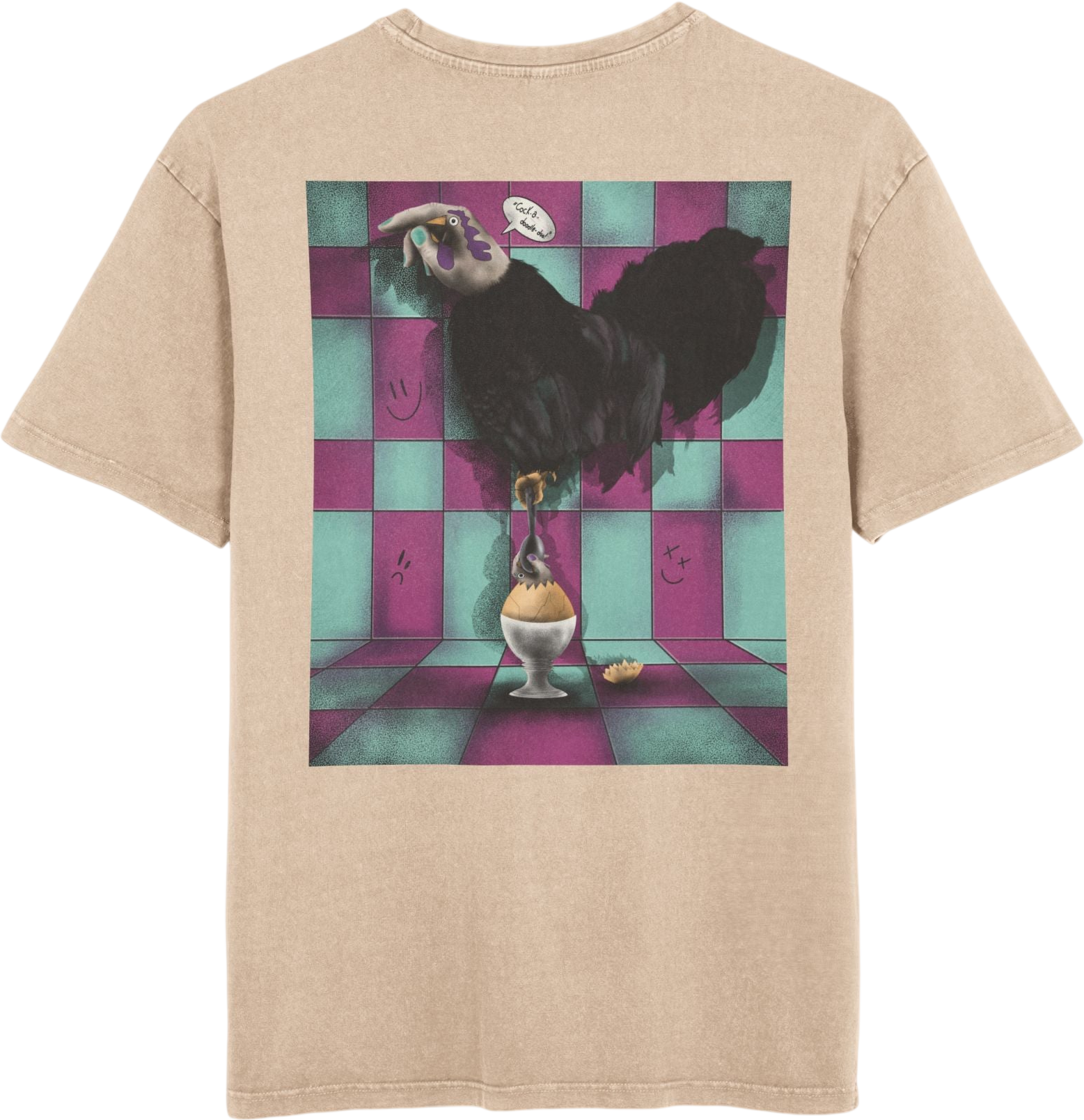 Oversized T-shirt with original surrealist graphic print, featuring bold artistic imagery and a relaxed streetwear fit, designed by the artist for a unique and eye-catching look