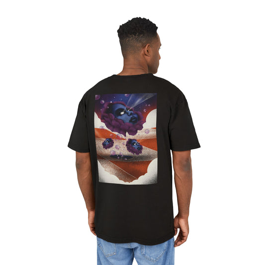 Oversized T-shirt with original surrealist graphic print, featuring bold artistic imagery and a relaxed streetwear fit, designed by the artist for a unique and eye-catching look