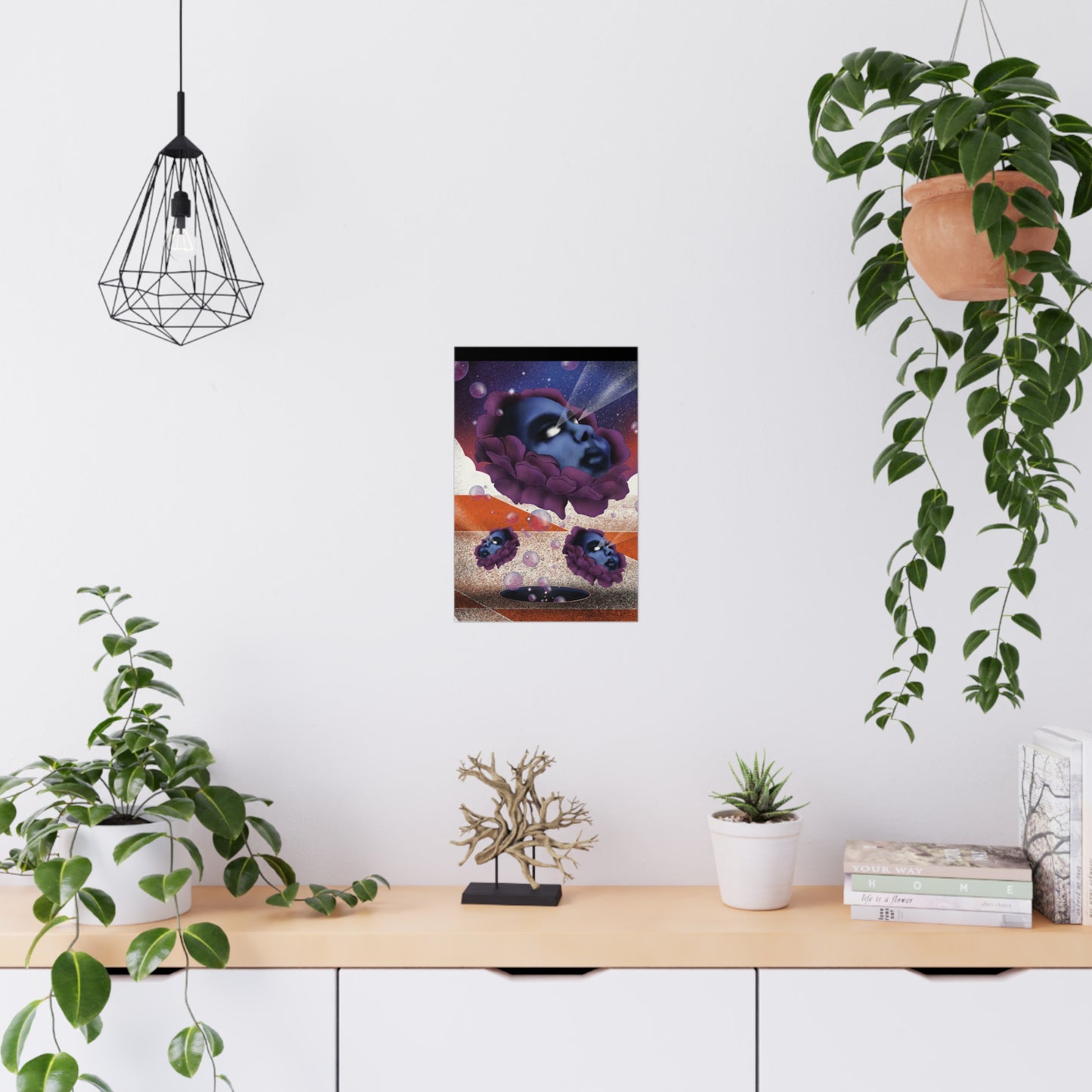 Surreal psychedelic poster with bold abstract artwork