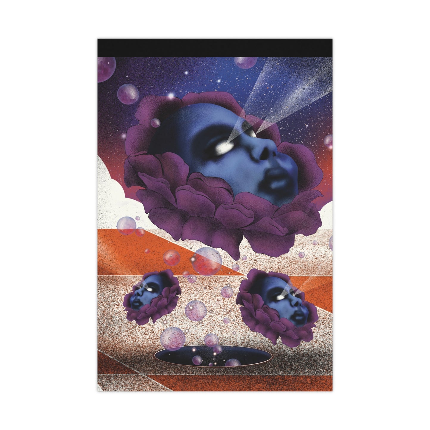 Surreal psychedelic poster with bold abstract artwork