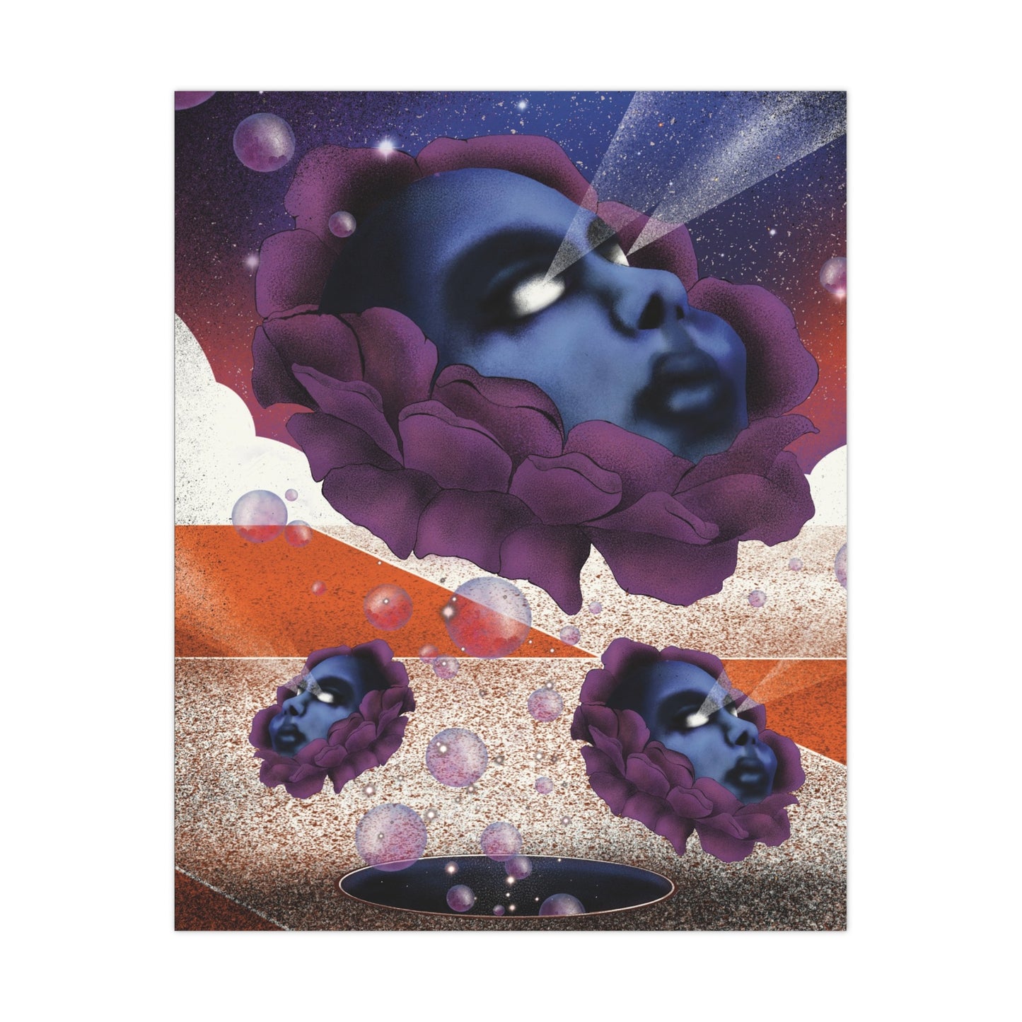 Surreal psychedelic poster with bold abstract artwork