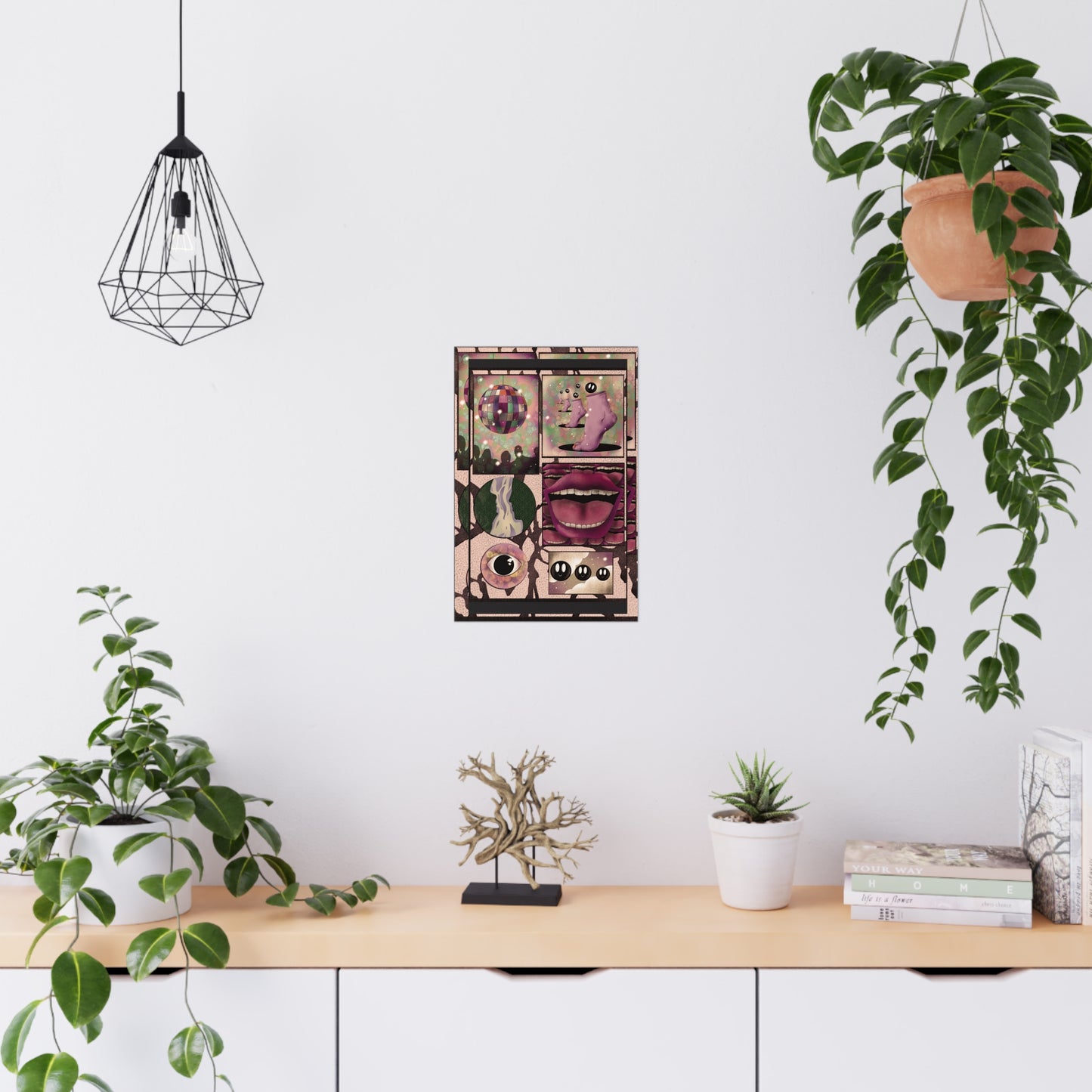 Surreal psychedelic poster with bold abstract artwork