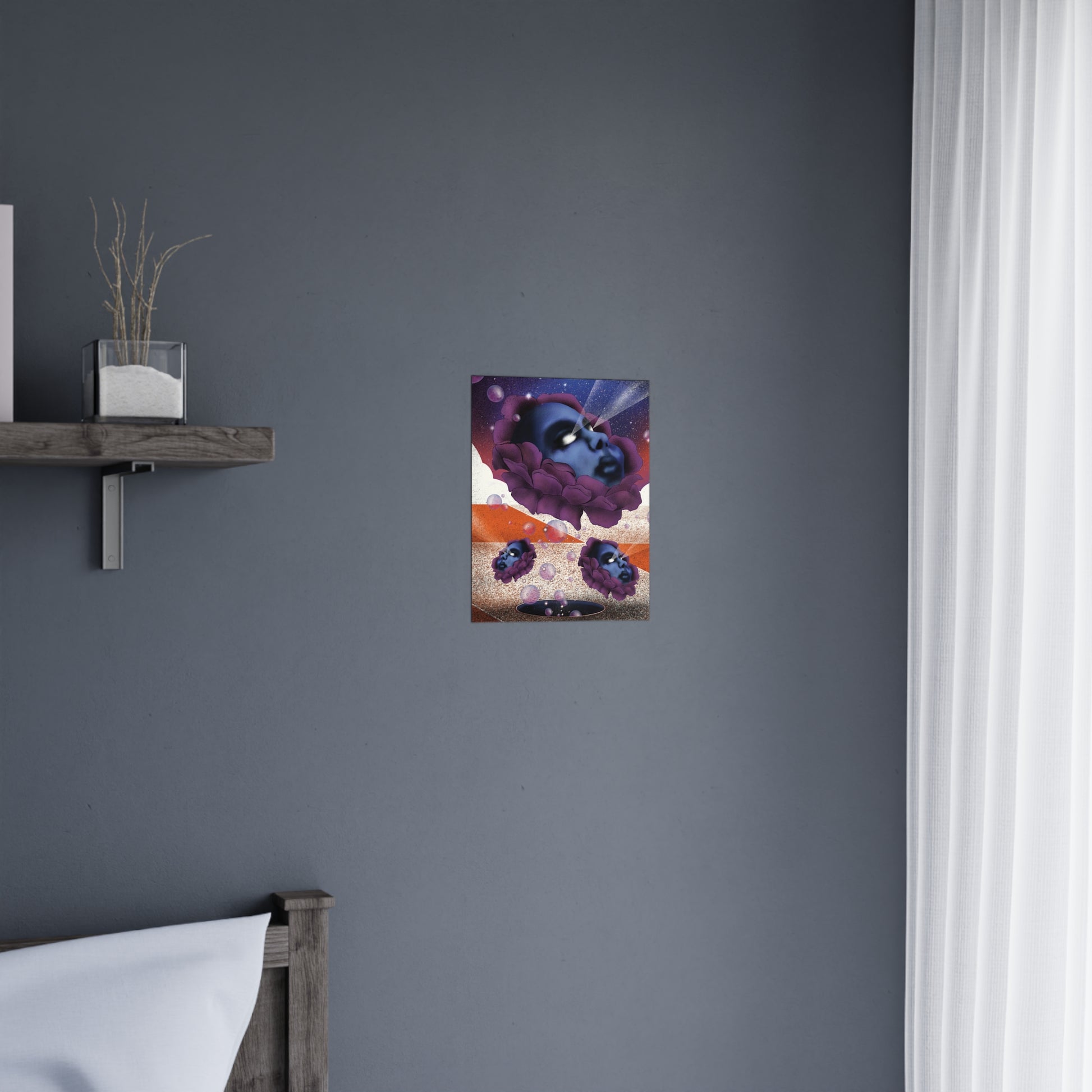 Surreal psychedelic poster with bold abstract artwork