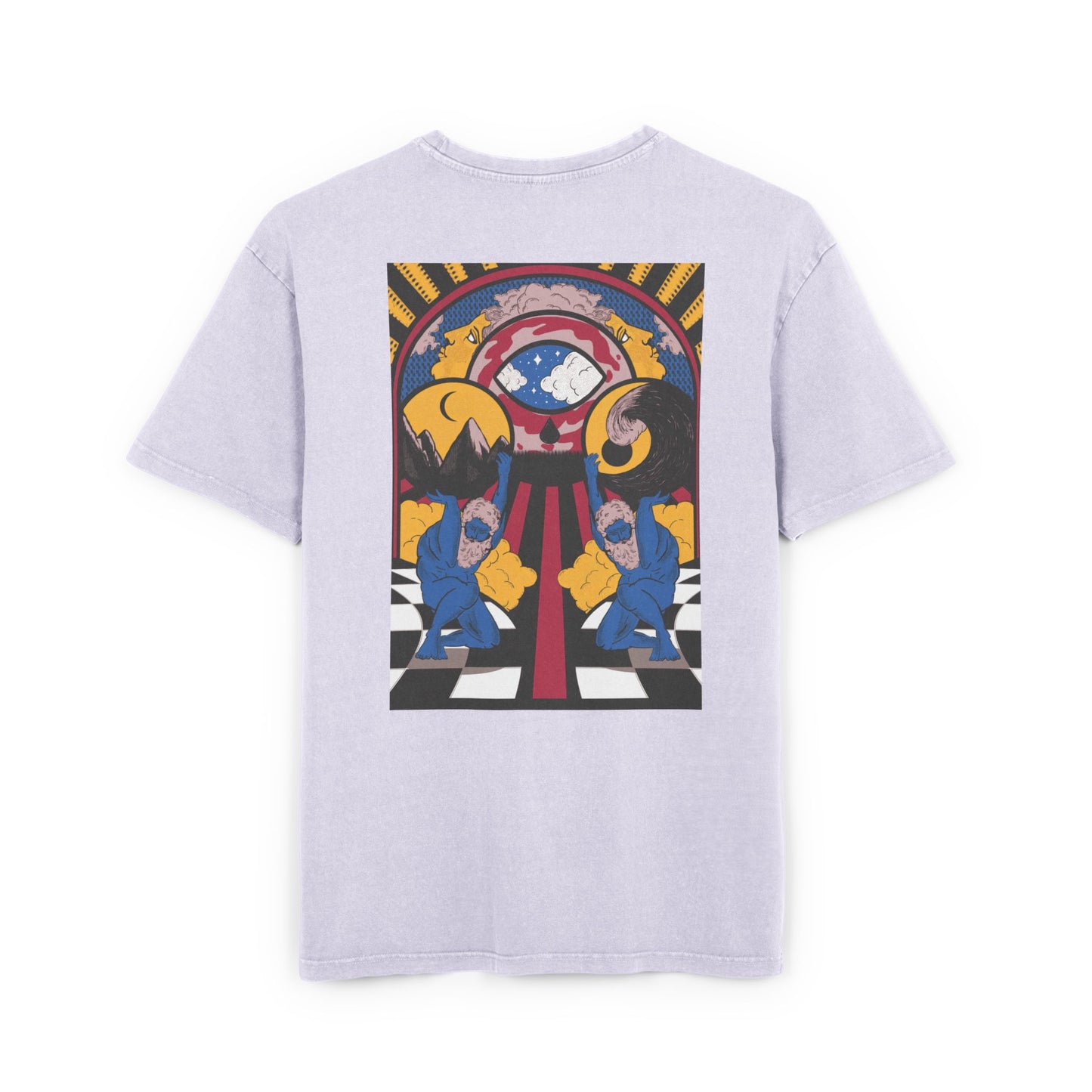 Oversized cotton T-shirt featuring an artisanal surrealist illustration.