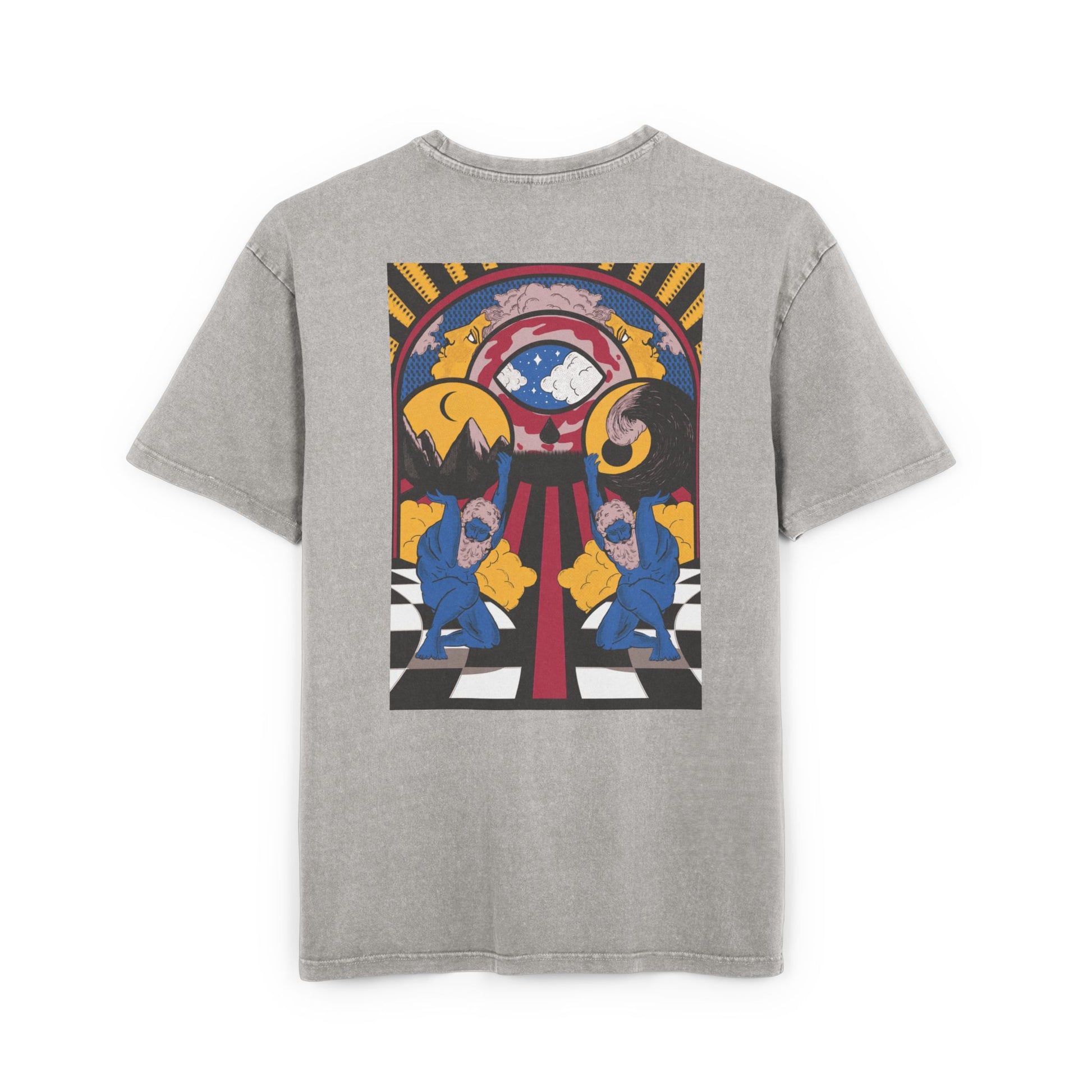 Oversized cotton T-shirt featuring an artisanal surrealist illustration.