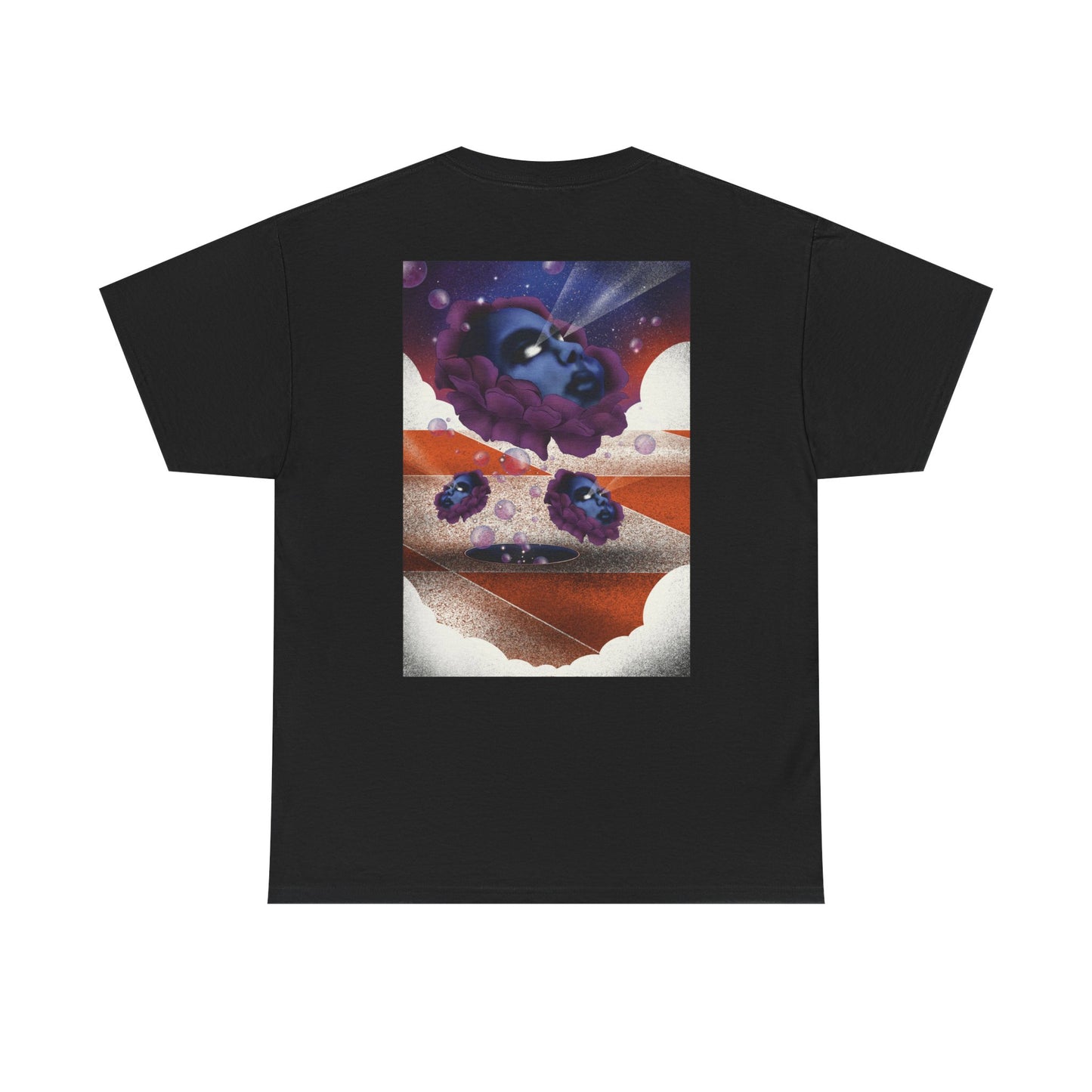 Unisex regular fit T-shirt featuring psychedelic cloudscape and cosmic surreal art for a bold retro-futuristic look.