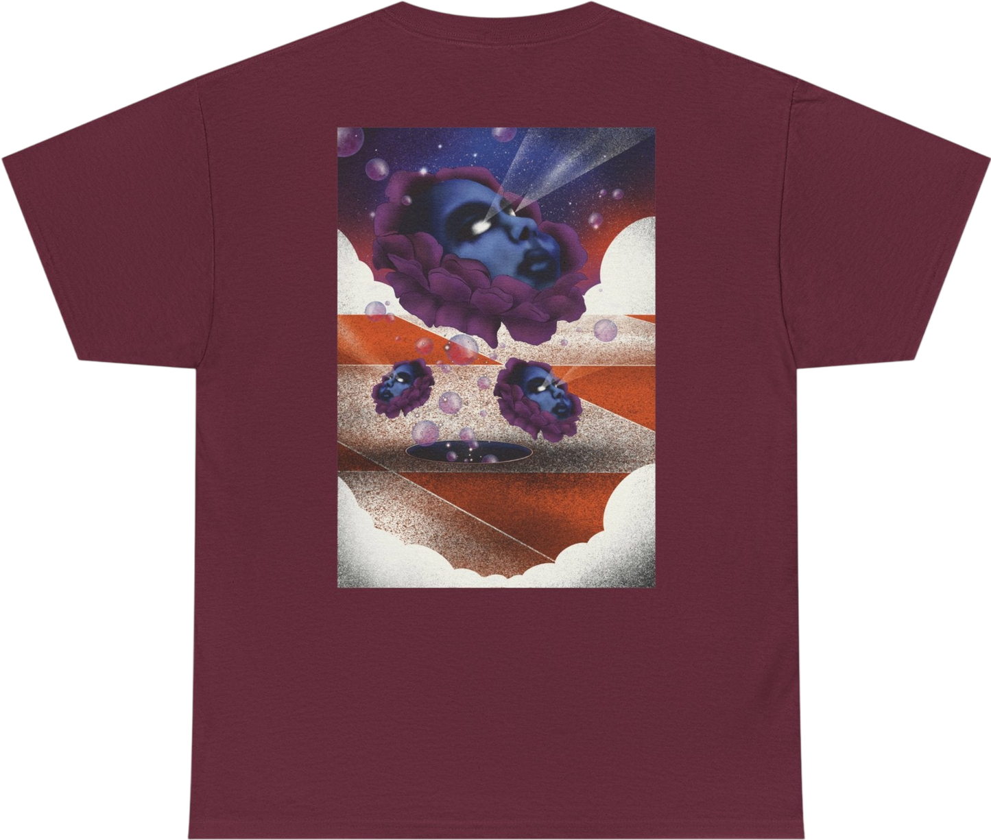 Unisex regular fit T-shirt featuring psychedelic cloudscape and cosmic surreal art for a bold retro-futuristic look.