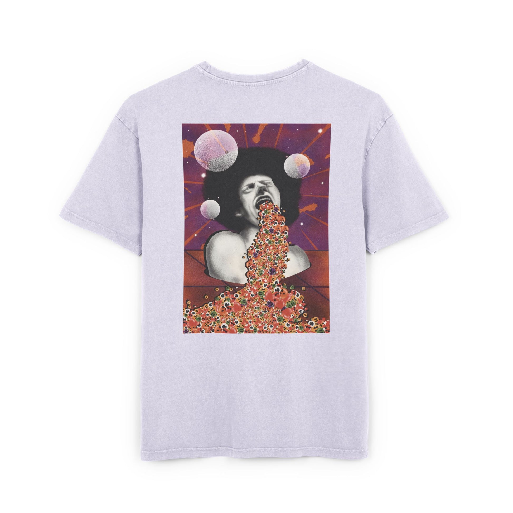 Relaxed oversized T-shirt showcasing an original surreal artwork, designed to stand out with bold graphics and contemporary streetwear style.