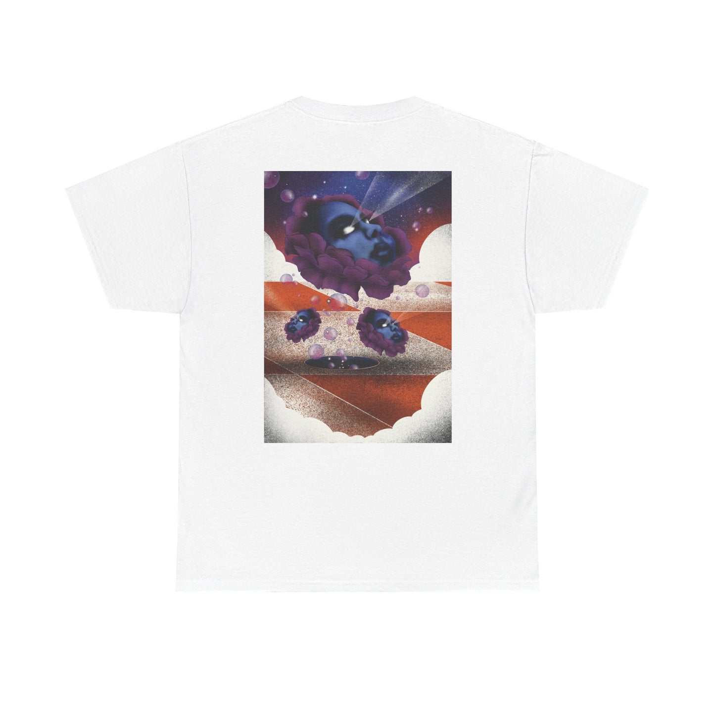 Unisex regular fit T-shirt featuring psychedelic cloudscape and cosmic surreal art for a bold retro-futuristic look.