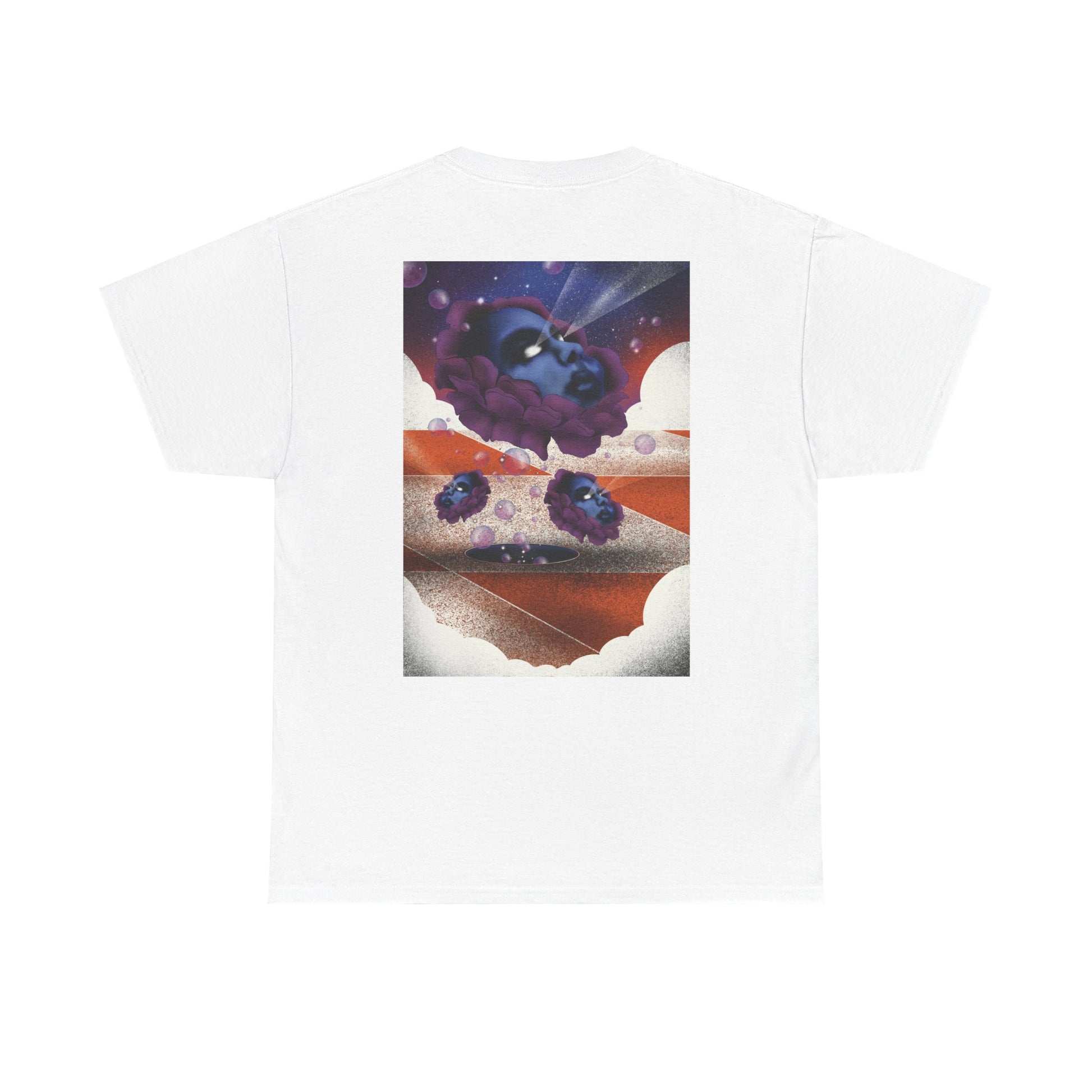 Unisex regular fit T-shirt featuring psychedelic cloudscape and cosmic surreal art for a bold retro-futuristic look.