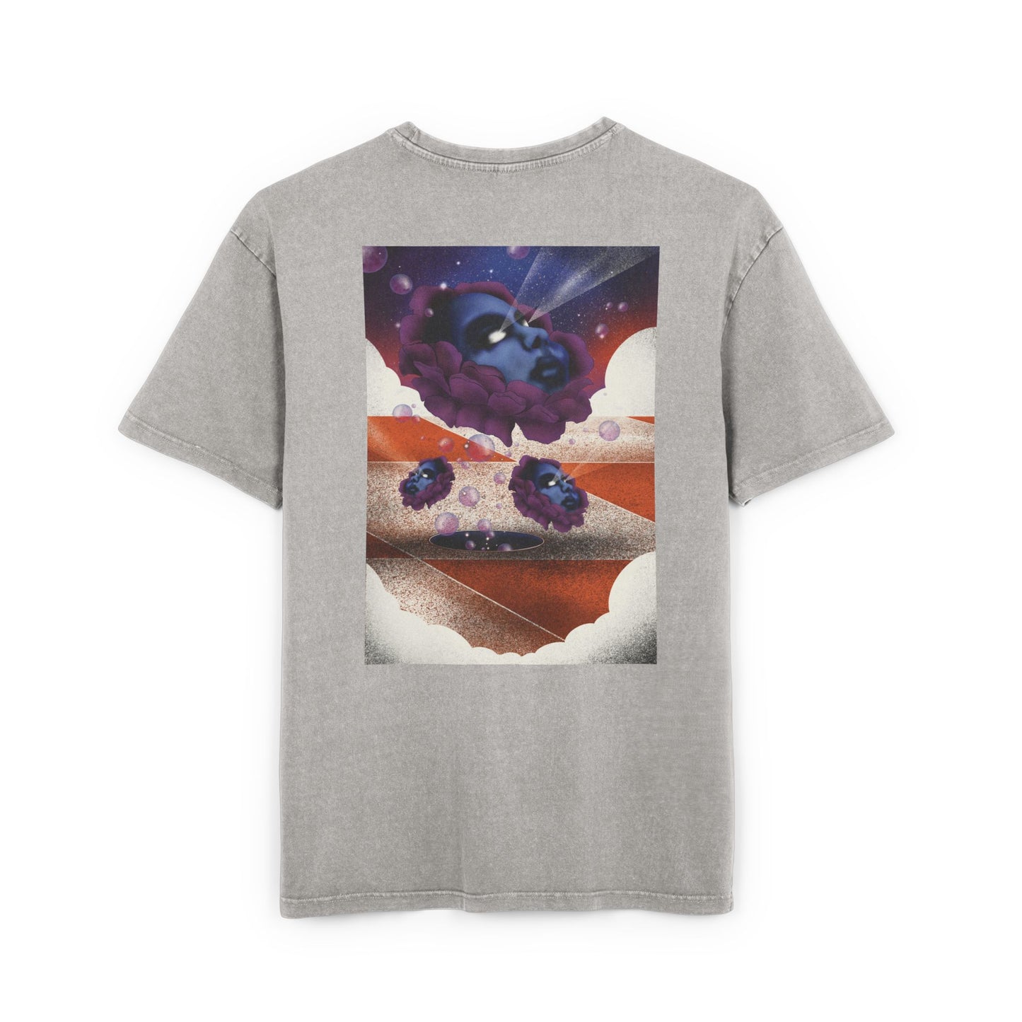 Oversized T-shirt with original surrealist graphic print, featuring bold artistic imagery and a relaxed streetwear fit, designed by the artist for a unique and eye-catching look
