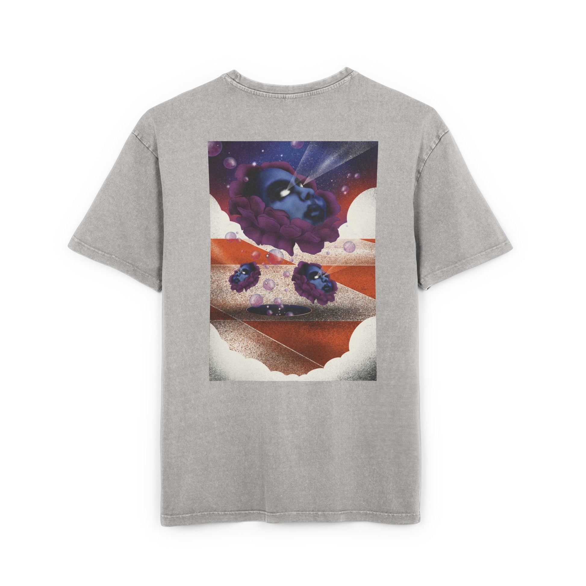 Oversized T-shirt with original surrealist graphic print, featuring bold artistic imagery and a relaxed streetwear fit, designed by the artist for a unique and eye-catching look