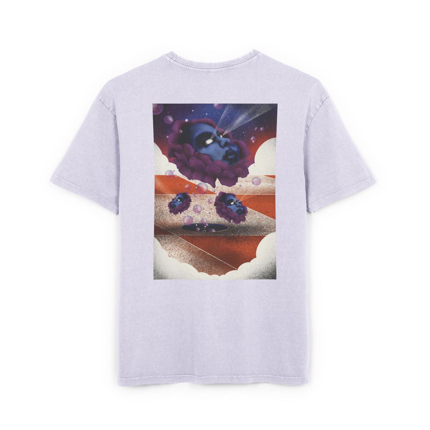 Oversized T-shirt with original surrealist graphic print, featuring bold artistic imagery and a relaxed streetwear fit, designed by the artist for a unique and eye-catching look