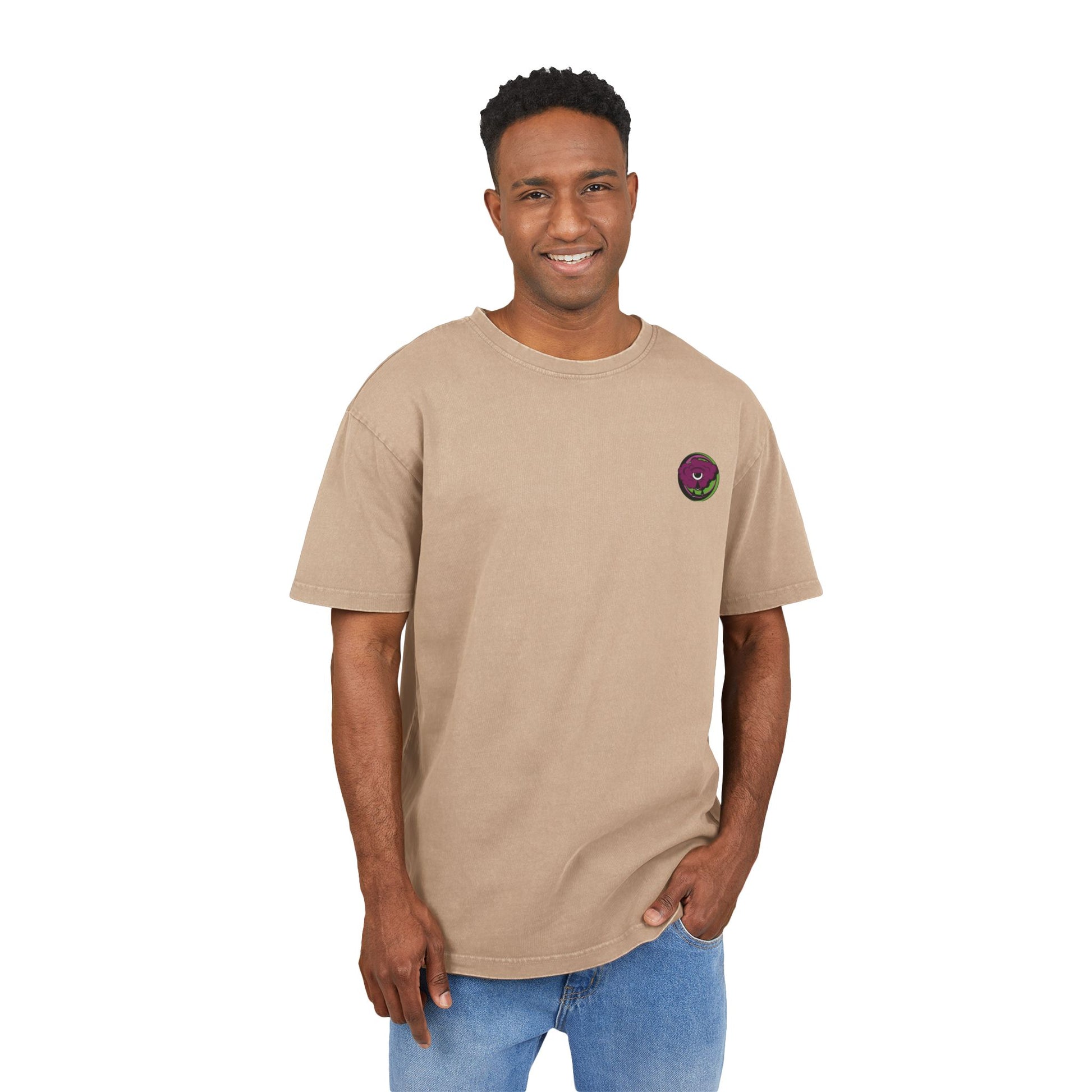 Oversized T-shirt with original surrealist graphic print, featuring bold artistic imagery and a relaxed streetwear fit, designed by the artist for a unique and eye-catching look